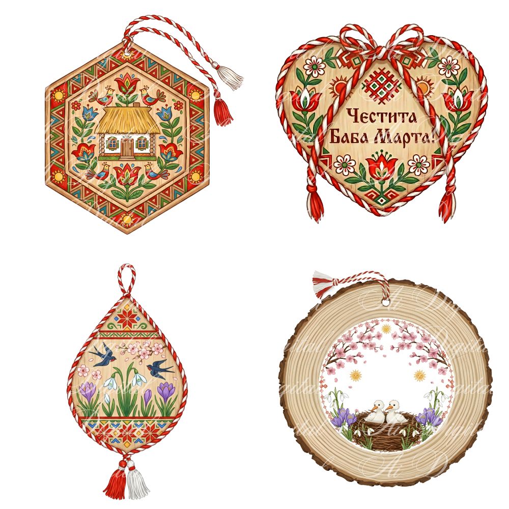 Baba Marta Martenitsa Clipart Bundle (35 PNG, 300 DPI)