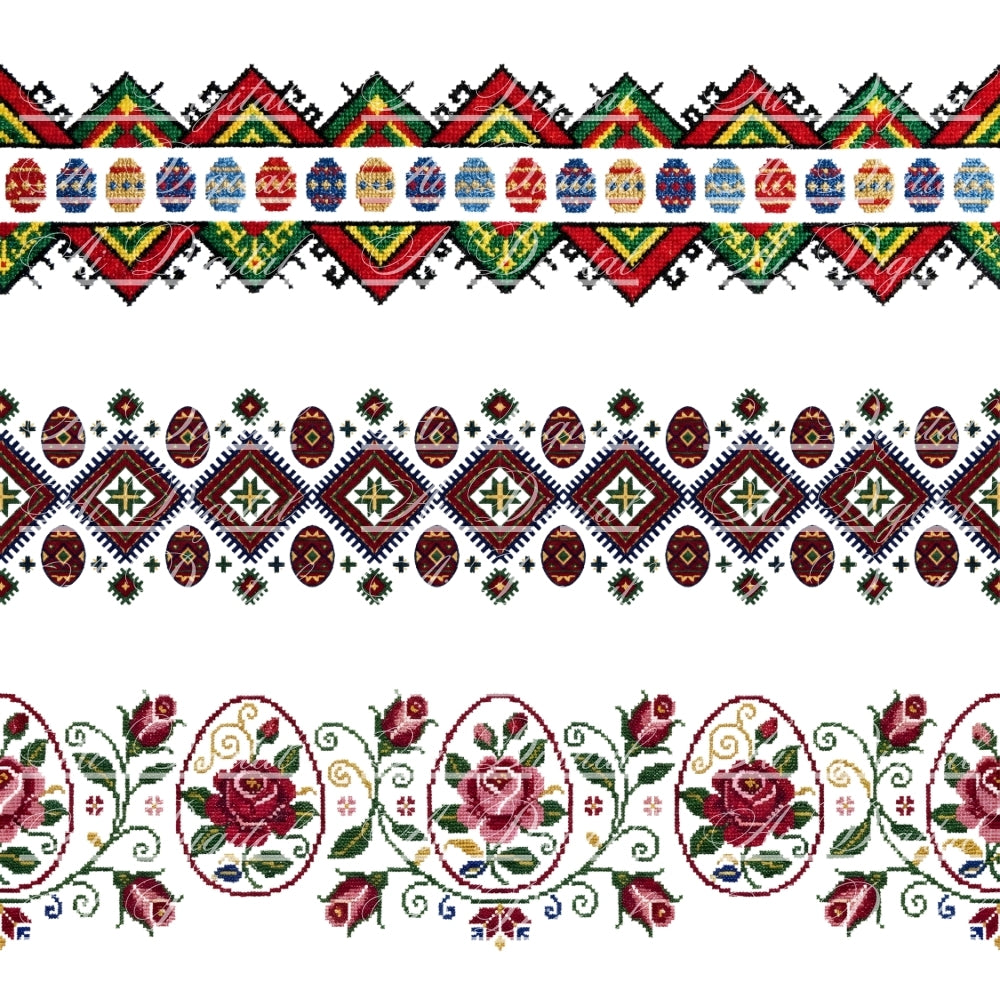Bulgarian Easter Horizontal Patterns – 31 Digital Borders
