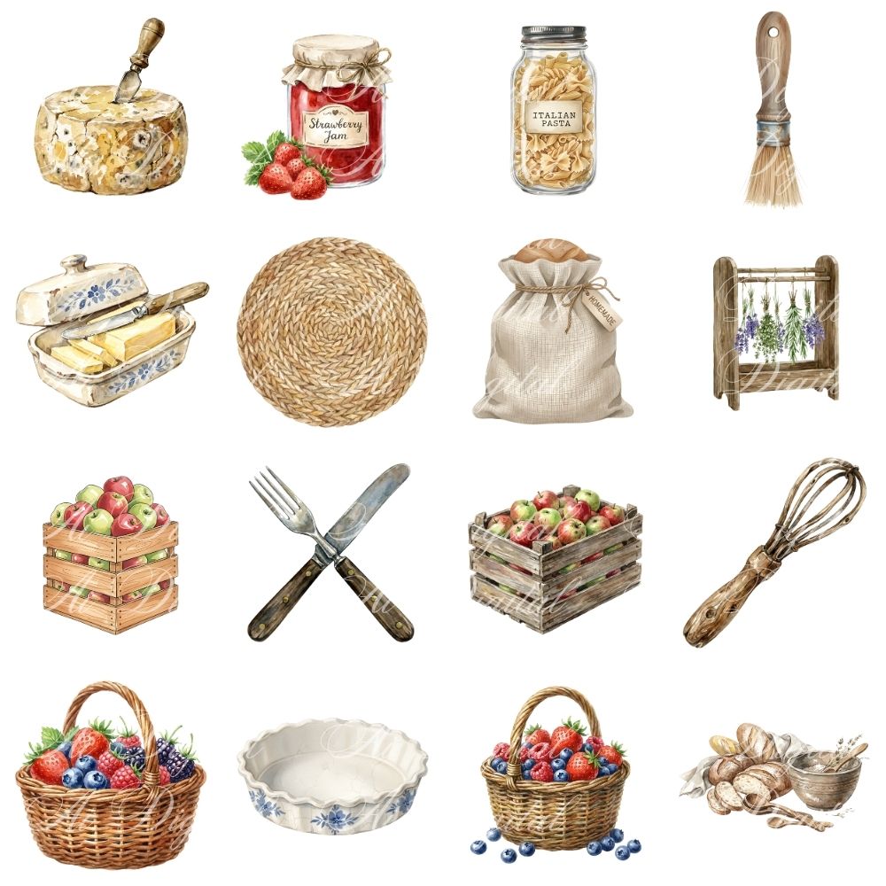 Vintage Kitchen Clipart Bundle