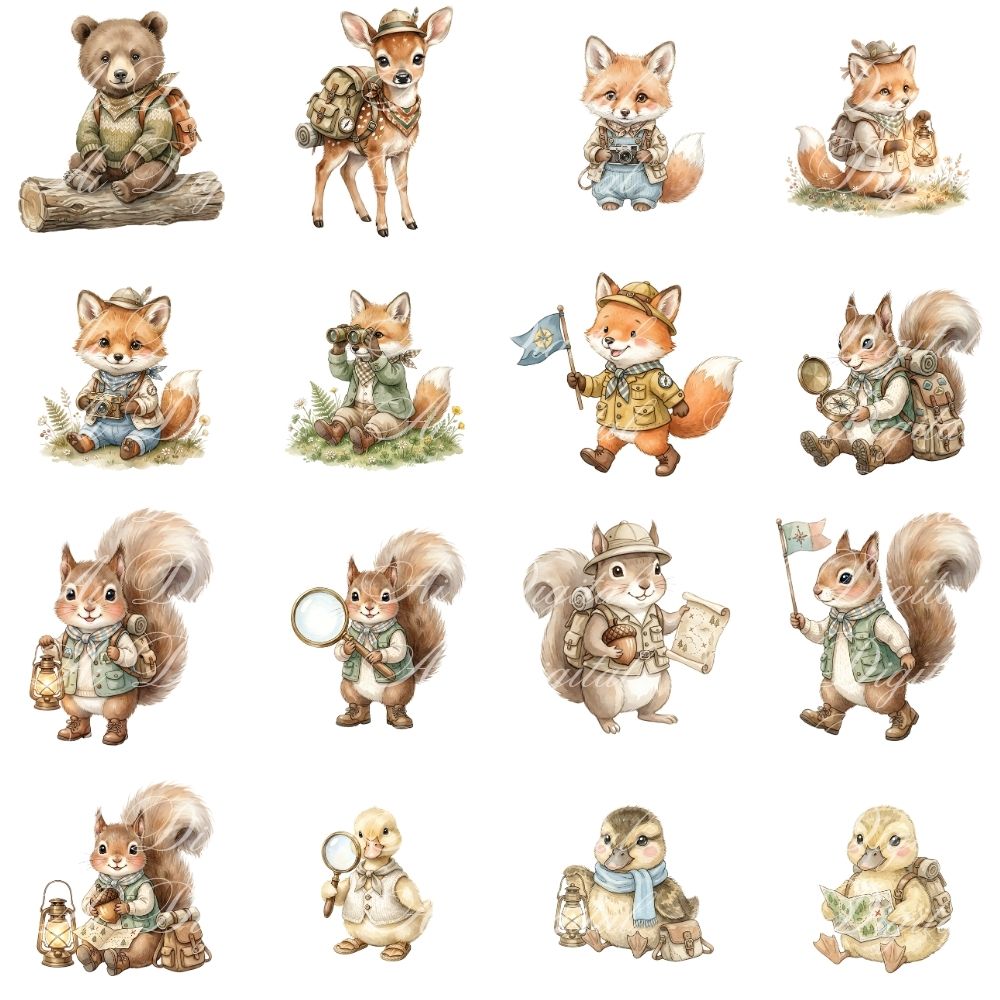 Little Explorers Clipart Bundle – 98 PNG Files & 12 Digital Papers