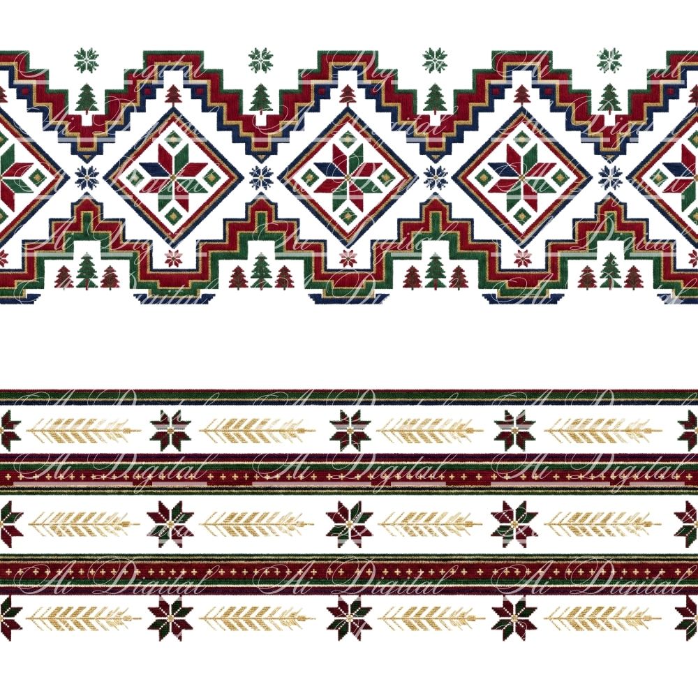 Bulgarian Christmas Horizontal Patterns – 31 Digital Borders