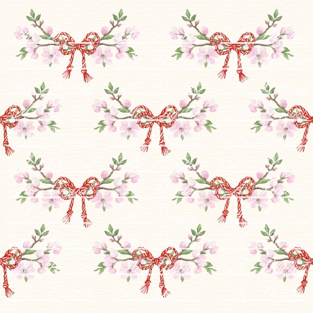 Spring & Martenitsa Watercolor Set – 20 Digital Papers + 20 PNG Clipart – Instant Download