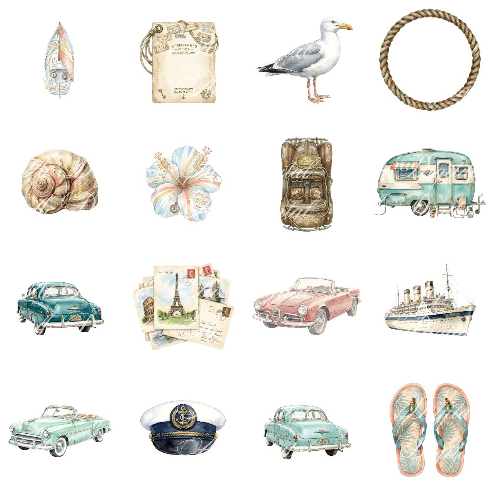 Travellers Clipart Bundle – 157 Vintage Travel PNG Files