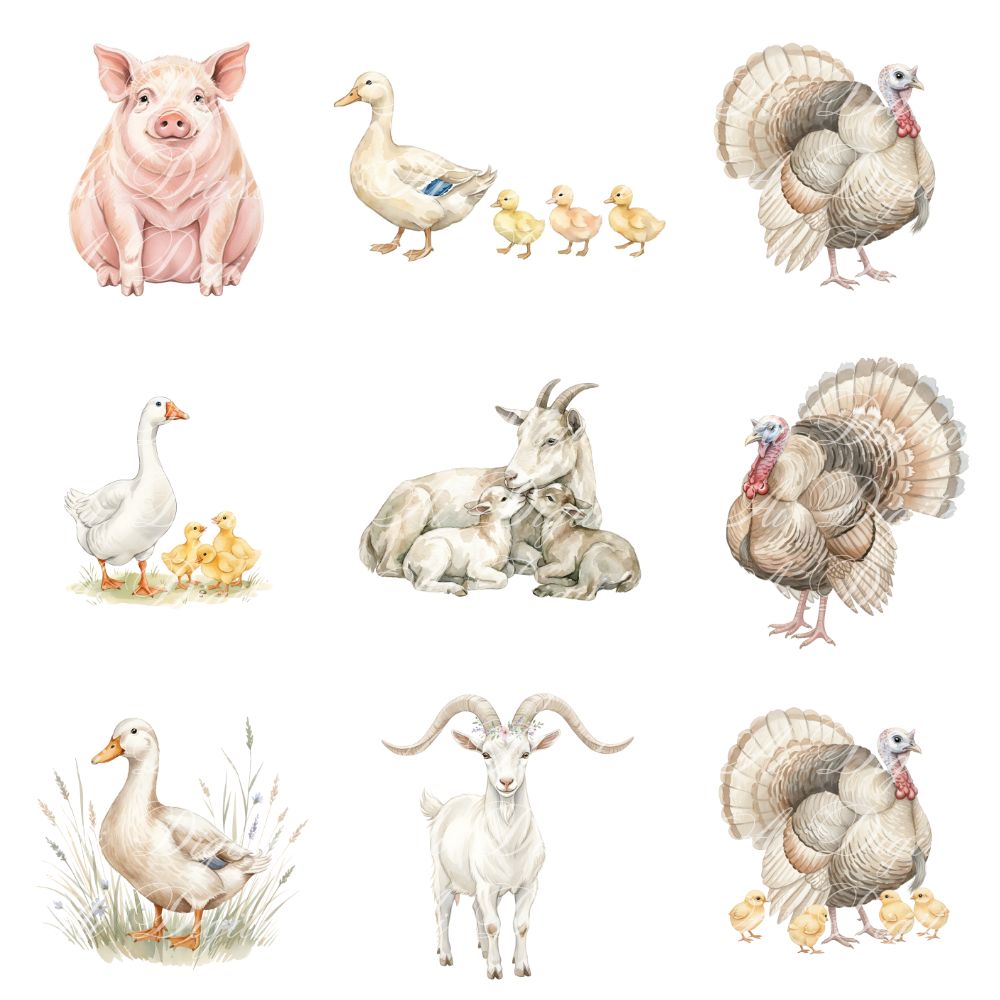 Farmhouse Clipart Bundle – 116 Watercolor PNG