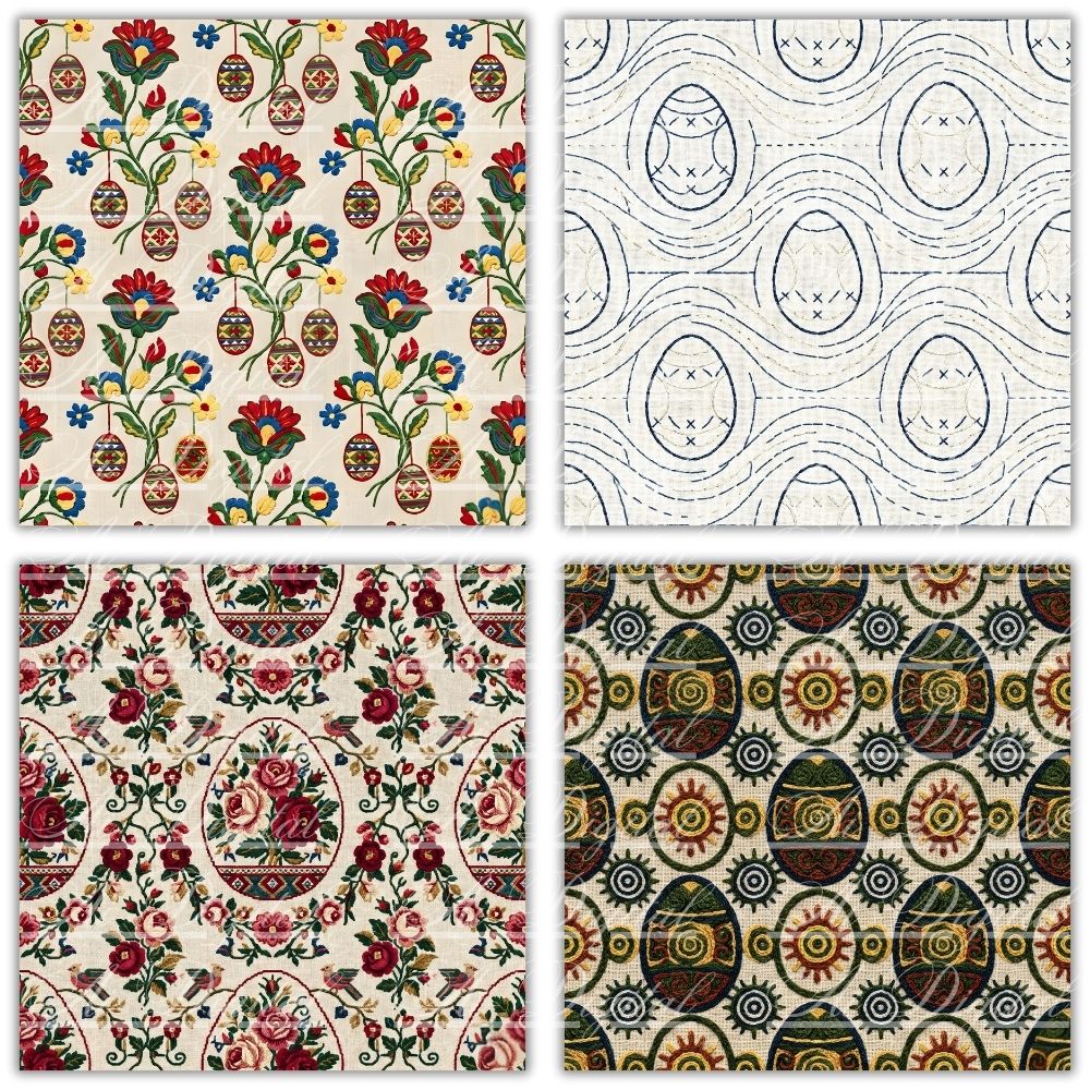 Bulgarian Embroidery Easter Patterns – 34 Digital Papers