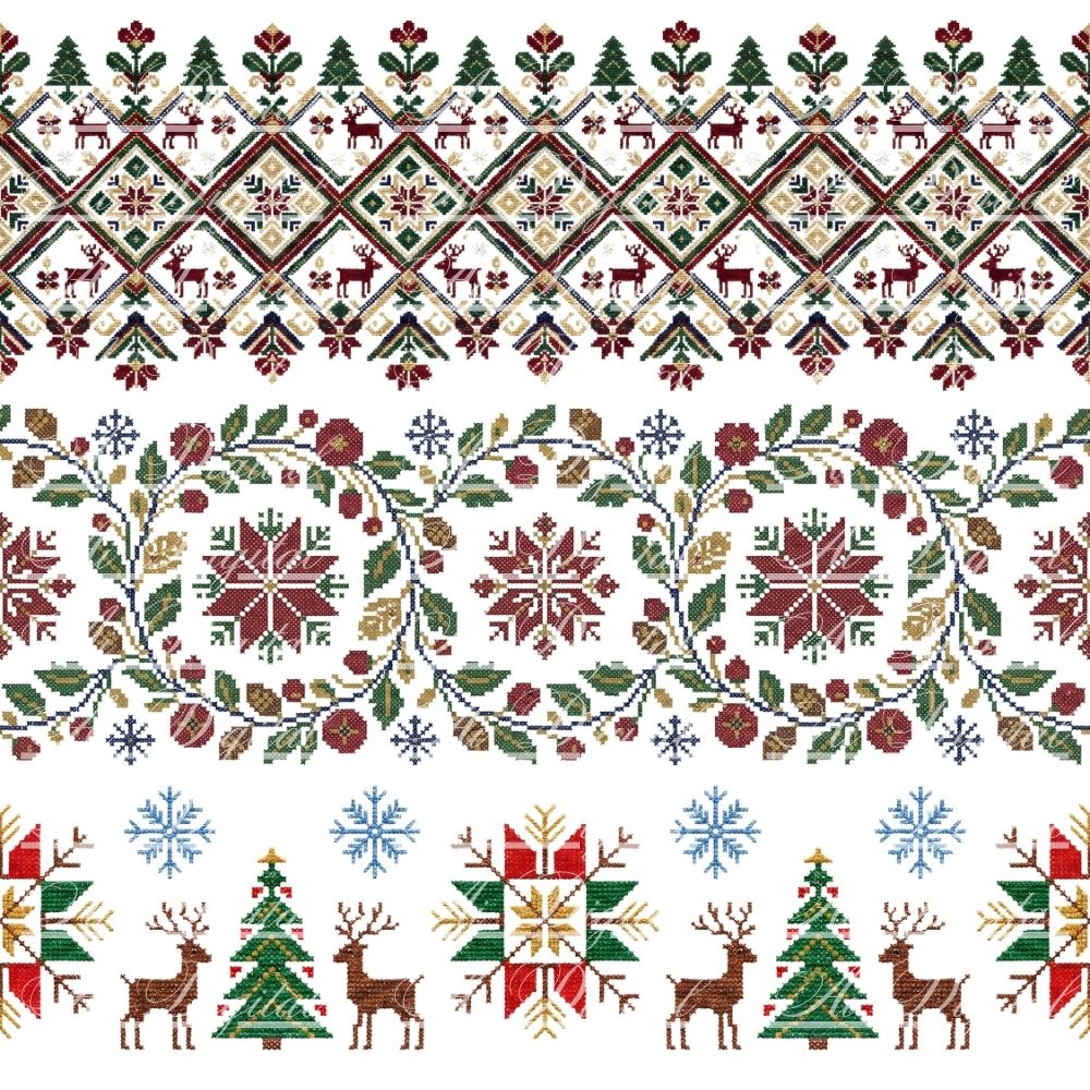 Bulgarian Christmas Horizontal Patterns – 31 Digital Borders