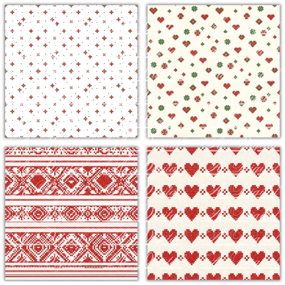 Bulgarian Embroidery Patterns – 32 Digital Papers