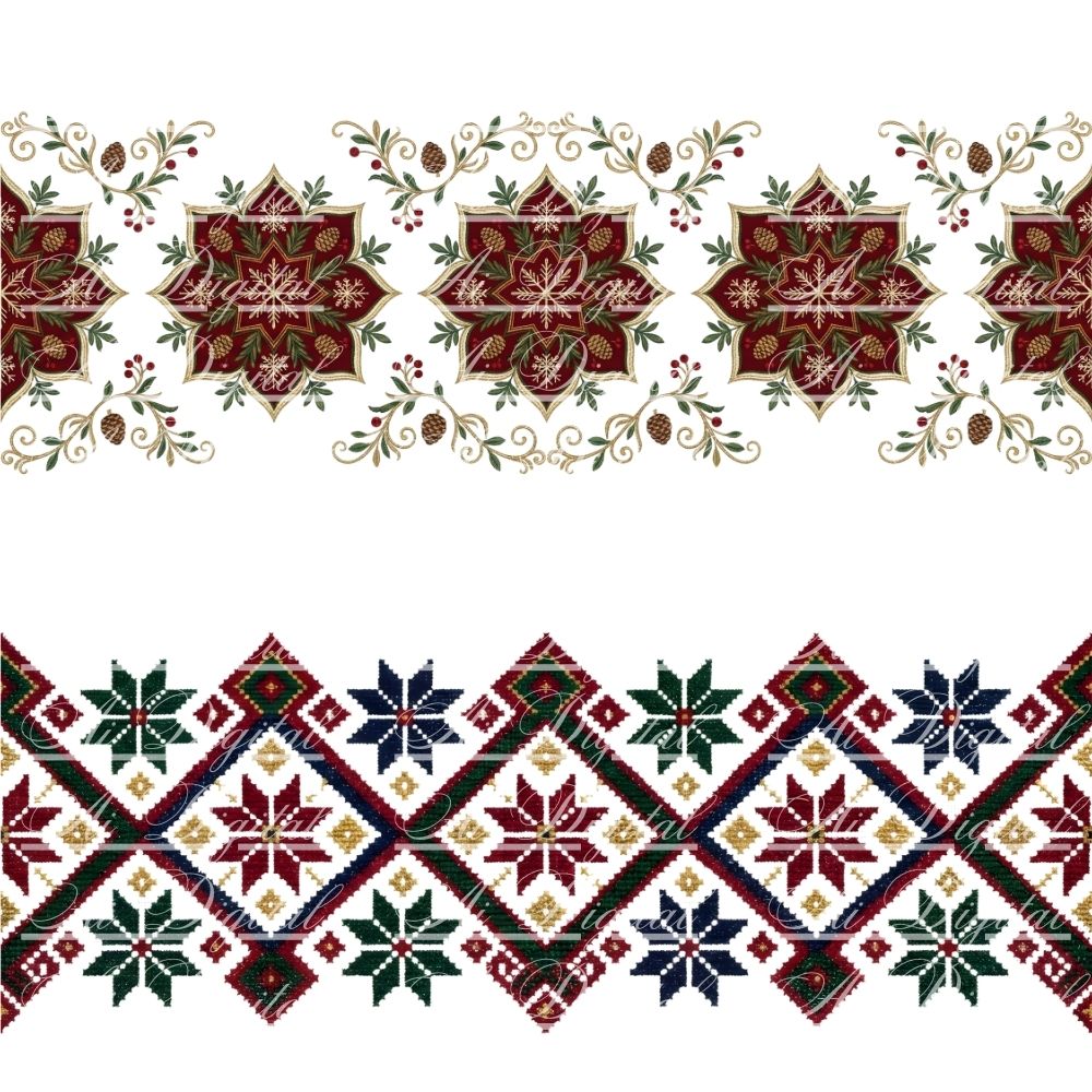 Bulgarian Christmas Horizontal Patterns – 31 Digital Borders