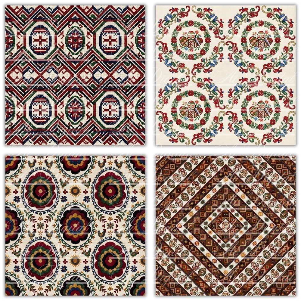 Bulgarian Embroidery Easter Patterns – 34 Digital Papers