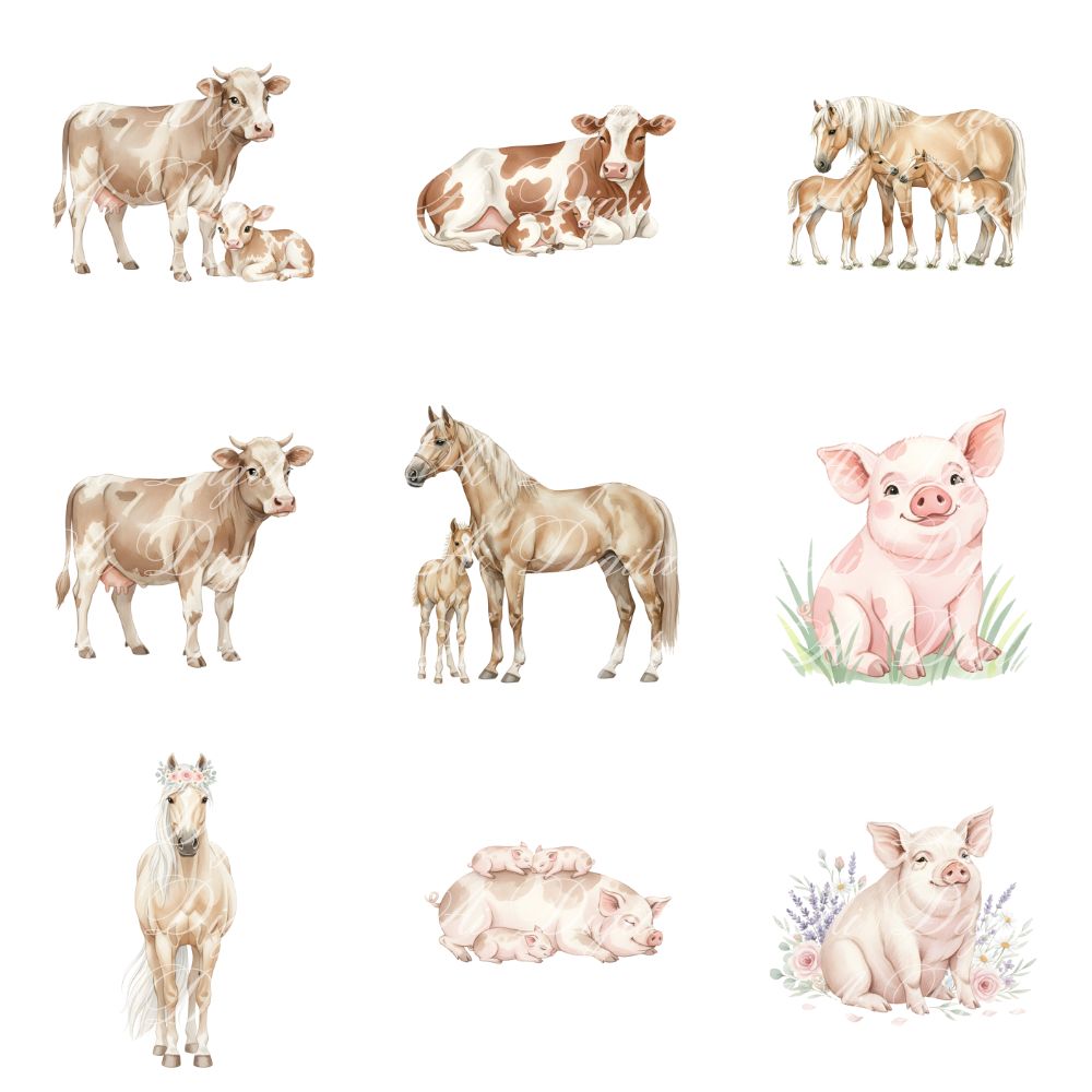 Farmhouse Clipart Bundle – 116 Watercolor PNG