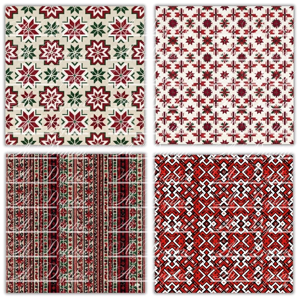 Bulgarian Embroidery Patterns – 32 Digital Papers