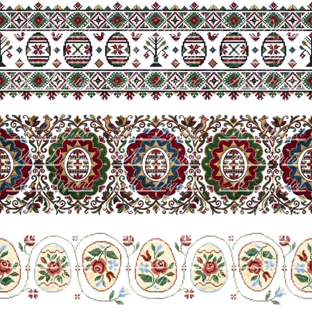 Bulgarian Easter Horizontal Patterns – 31 Digital Borders