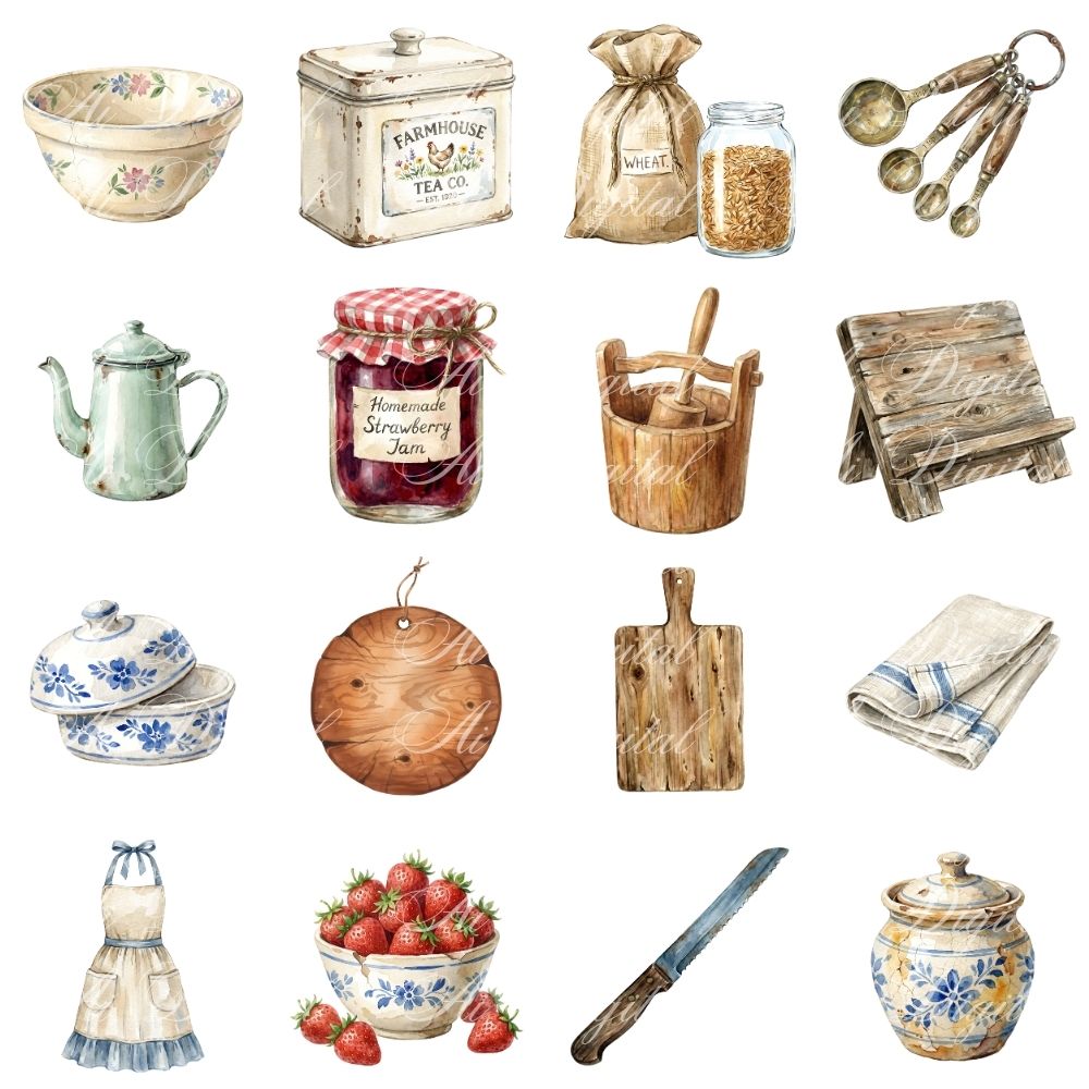 Vintage Kitchen Clipart Bundle