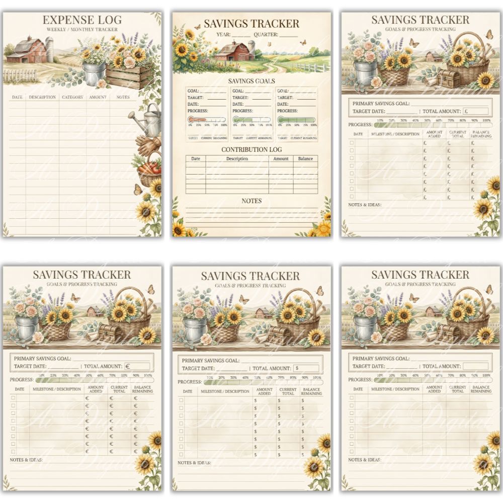 Farmhouse Planner Printable A5 – 50+ Pages, Weekly Daily Meal Garden Budget Planner PDF
