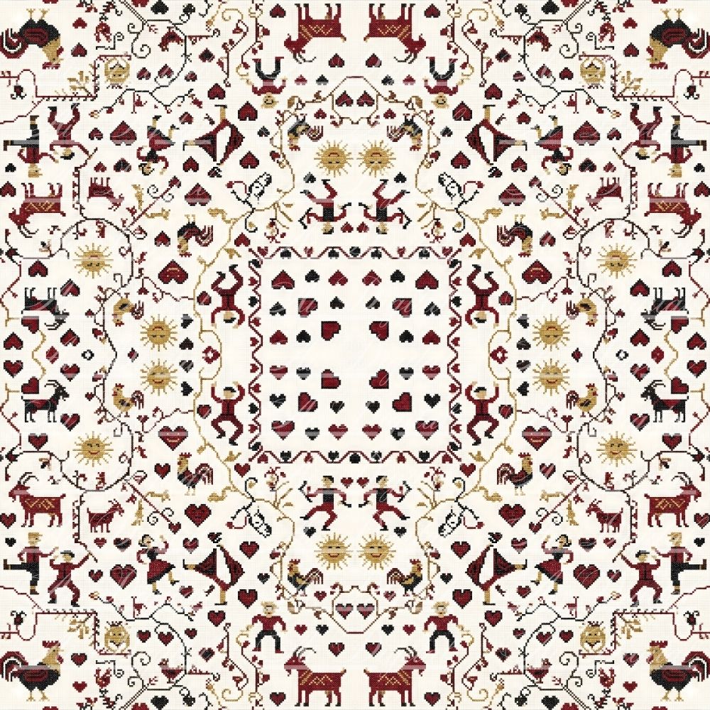 Bulgarian Embroidery Valentine’s Patterns – 33 Digital Papers