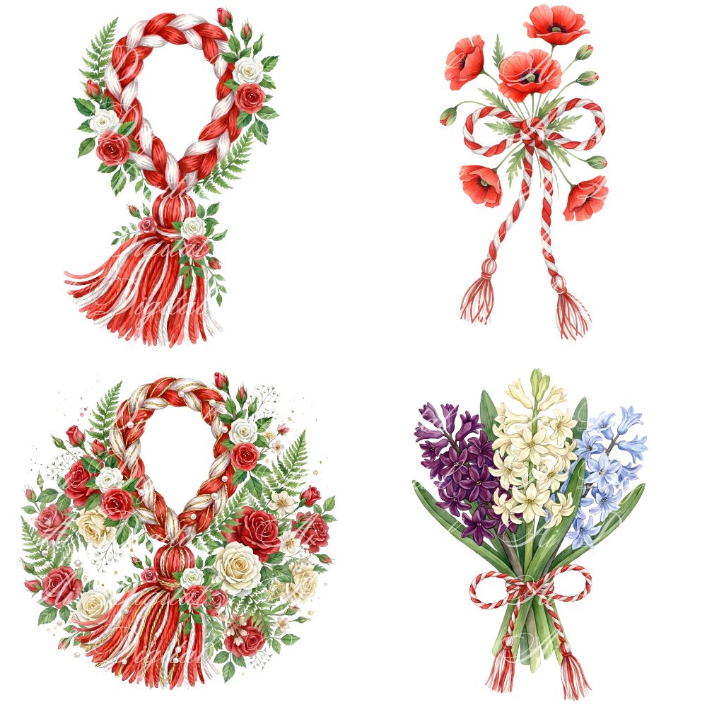 Bulgarian Martenitsa Watercolor Clipart Bundle