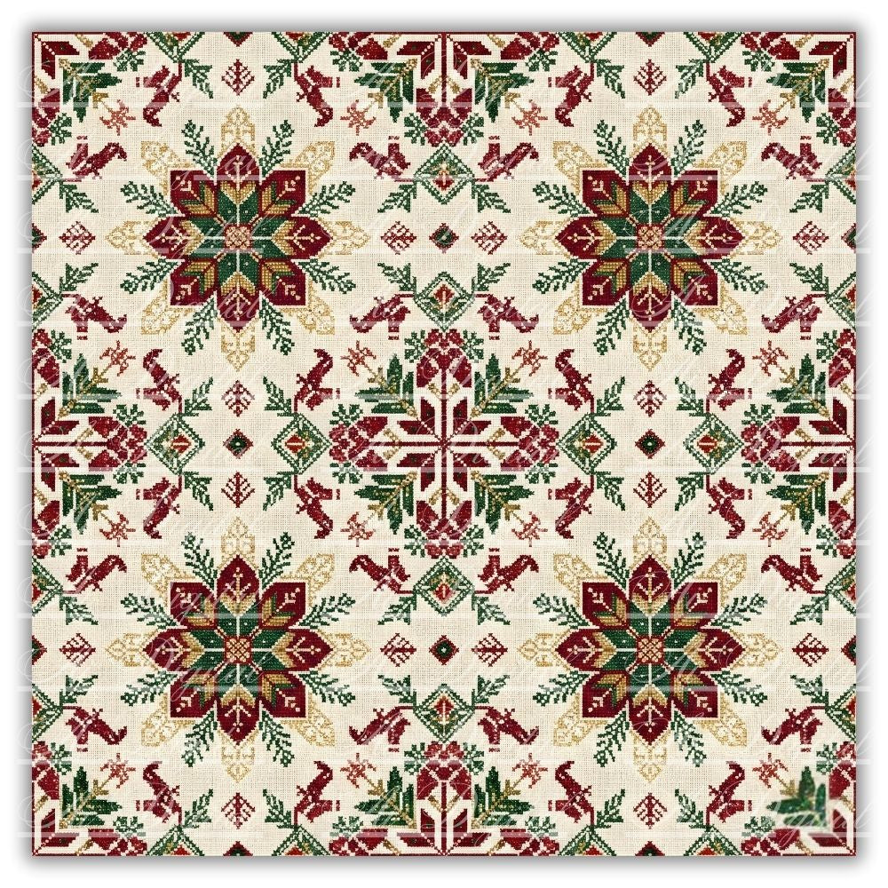 Bulgarian Embroidery Christmas Digital Paper Pack