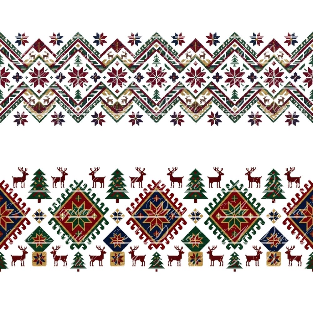 Bulgarian Christmas Horizontal Patterns – 31 Digital Borders