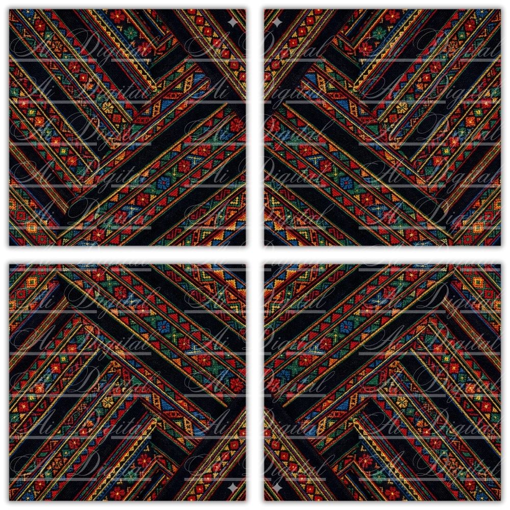Bulgarian Embroidery Patterns – 32 Digital Papers