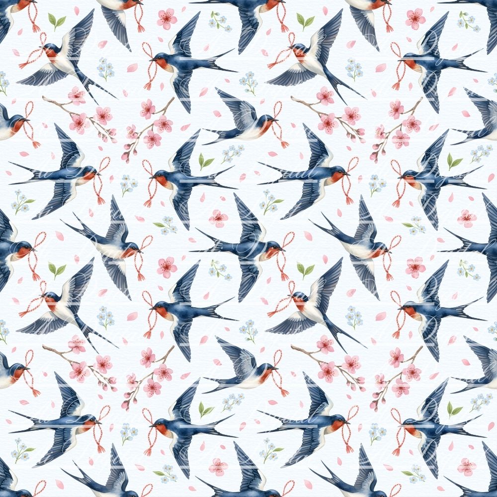 Spring & Martenitsa Watercolor Set – 20 Digital Papers + 20 PNG Clipart – Instant Download