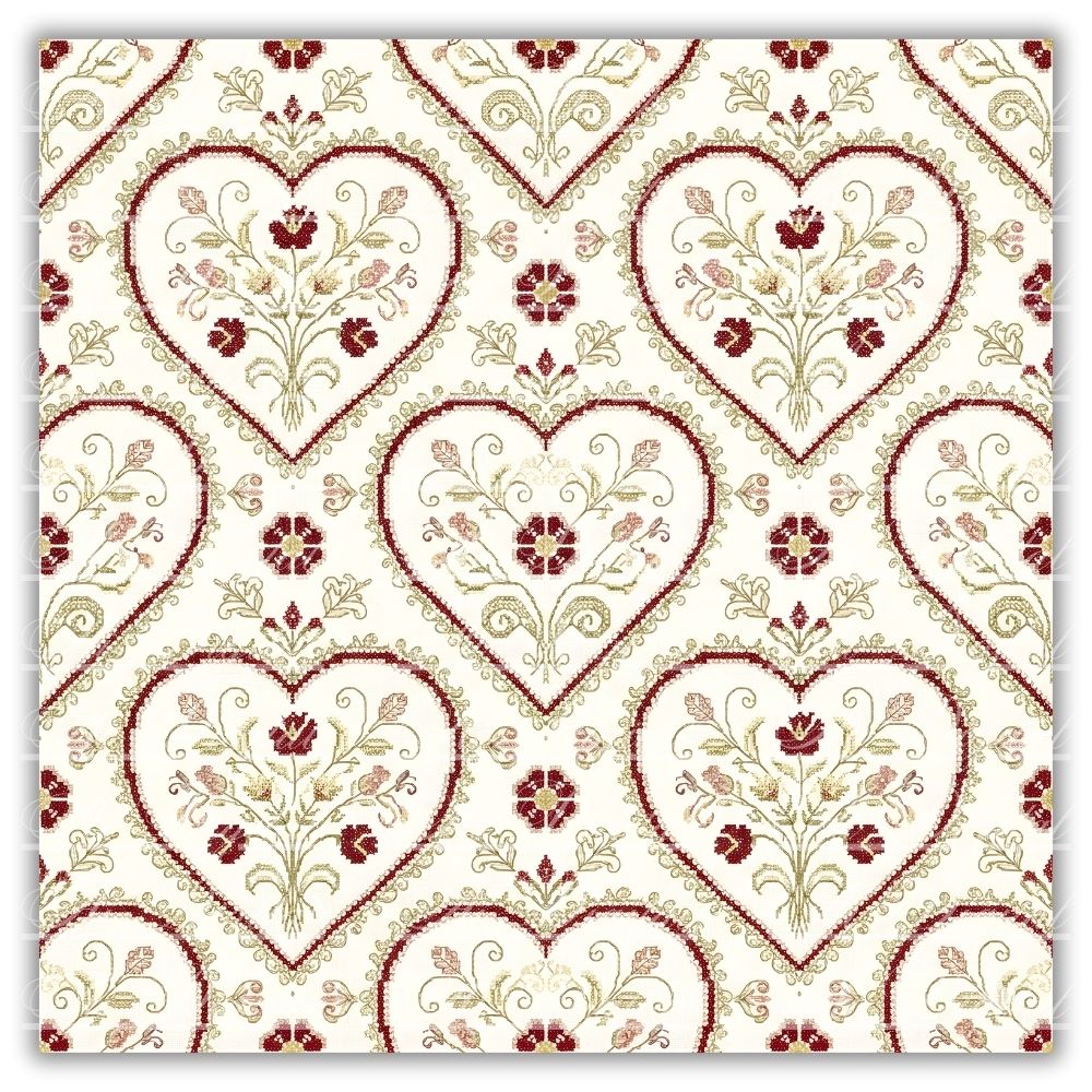 Bulgarian Embroidery Valentine’s Patterns – 33 Digital Papers