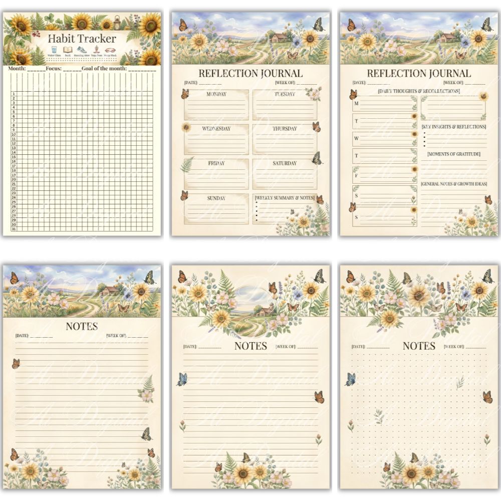 Farmhouse Planner Printable A5 – 50+ Pages, Weekly Daily Meal Garden Budget Planner PDF