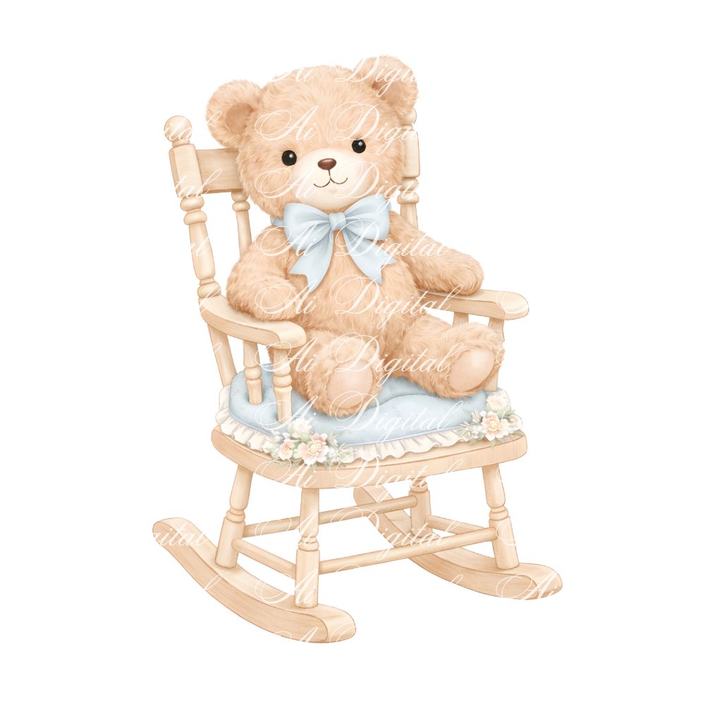 Blue Baby Bear Clipart Bundle 56 png + 20 seamless jpg patterns