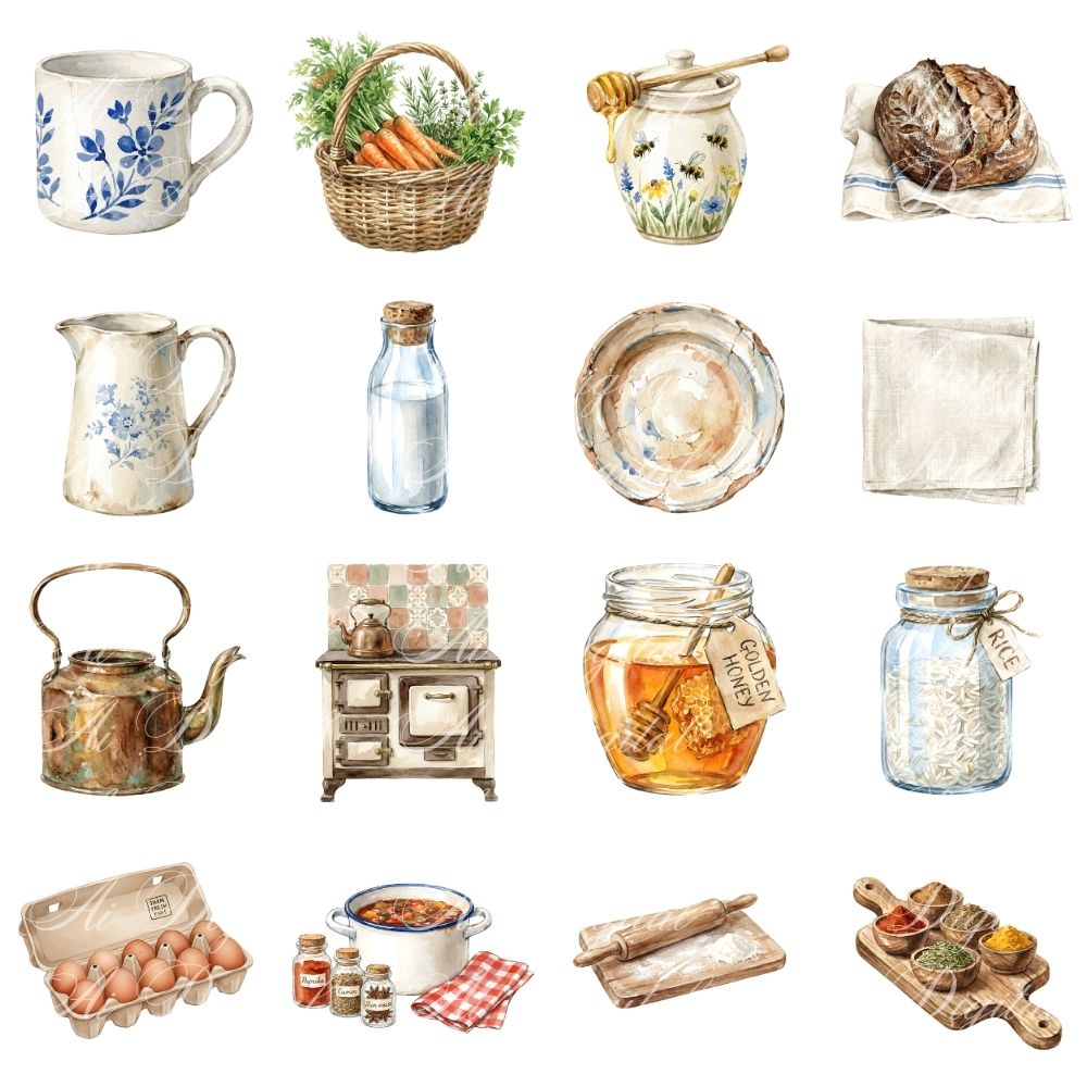 Vintage Kitchen Clipart Bundle
