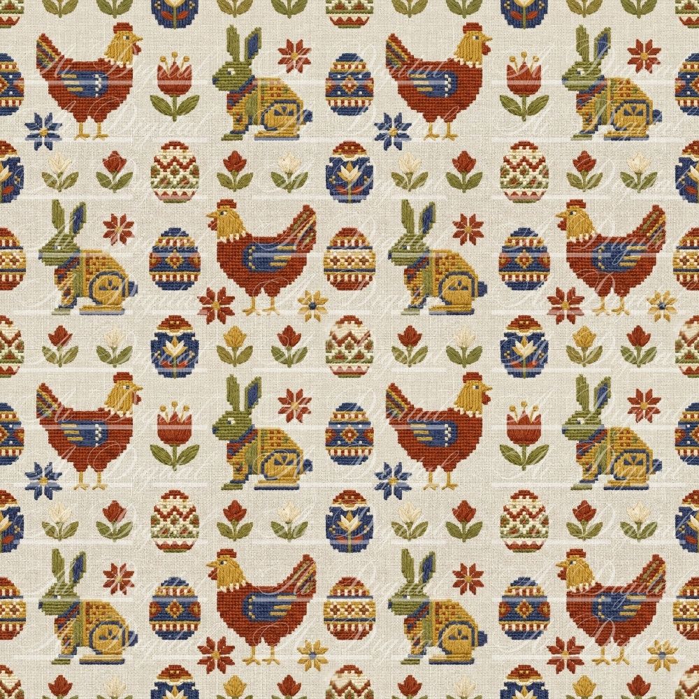 Bulgarian Embroidery Easter Patterns – 34 Digital Papers