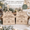 Personalized First Christmas In Our New Home Ornament, Custom Family Name Wooden House Bauble, New Home Gift, Housewarming Keepsake