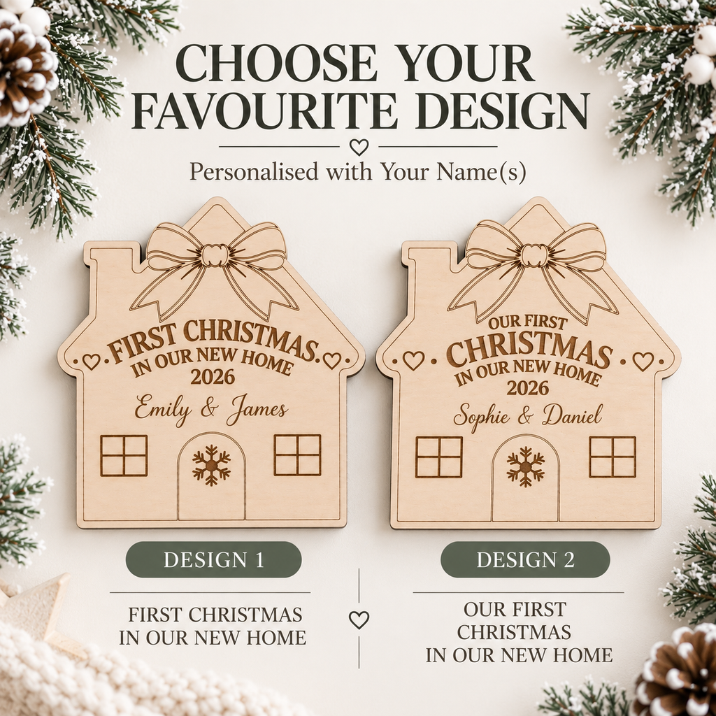 Personalized First Christmas In Our New Home Magnet, Custom Family Name Wooden House Fridge Magnet, New Home Gift, Housewarming Keepsake