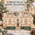 Christmas home blessing in Bulgarian, wooden house shaped fridge magnet and Christmas ornament, laser engraved, approx. 11 cm each