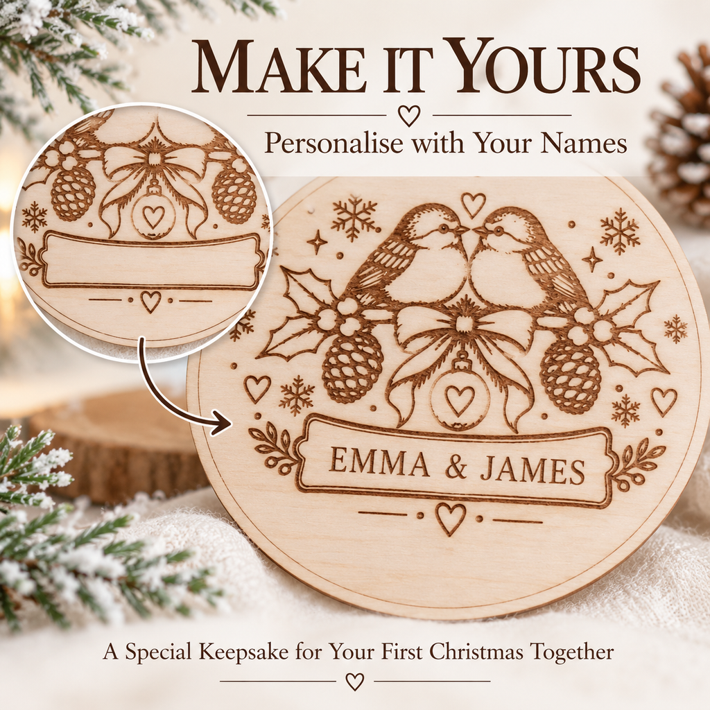 Personalized Our First Christmas Together Ornament or Fridge Magnet, Custom Couple Names Wooden Keepsake, Laser Engraved Christmas Gift