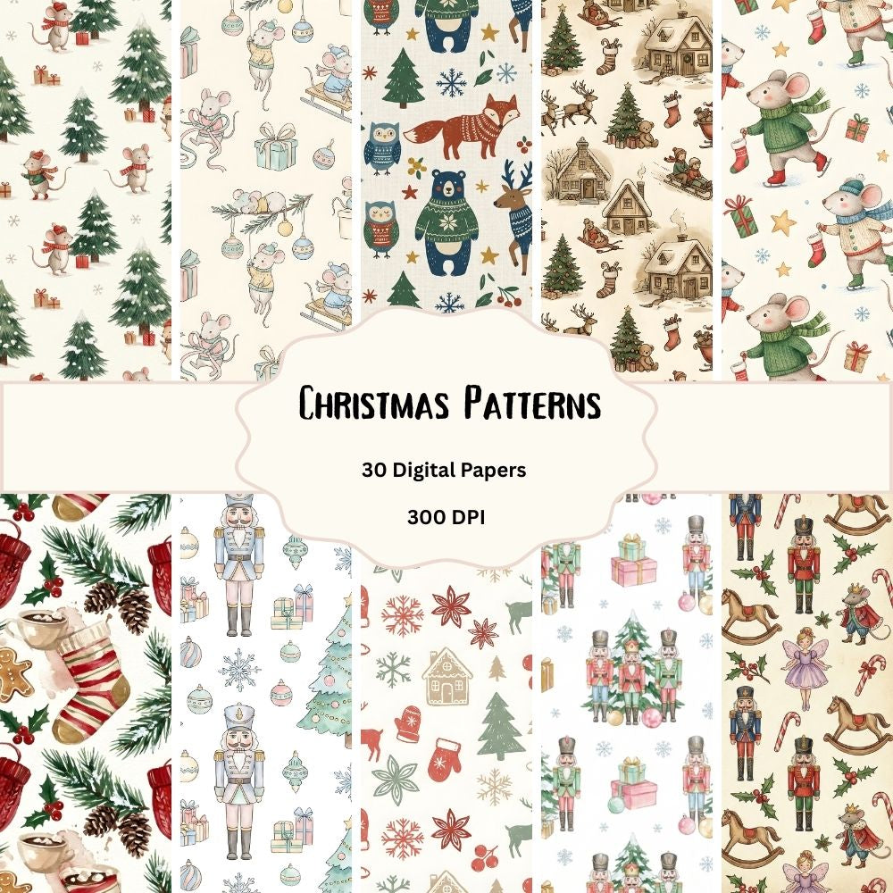Christmas Patterns Digital Paper Pack
