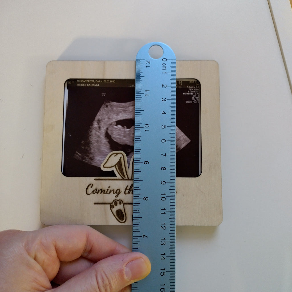 Easter Pregnancy Announcement Ultrasound Frame – Wooden Magnet or Stand, “Coming this Easter”