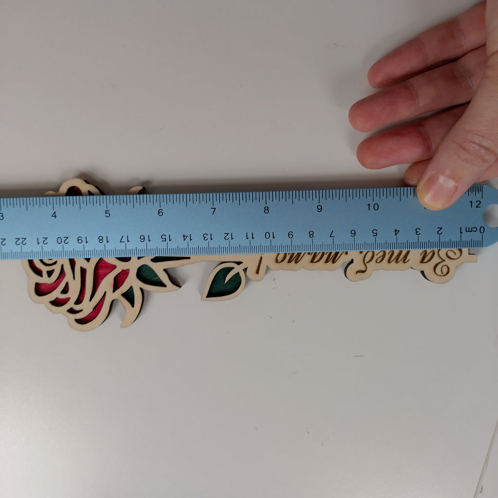 Personalised Wooden Rose Decoration – Hand Painted Laser Cut Rose, 22cm Gift for Mum, Grandma or Teacher