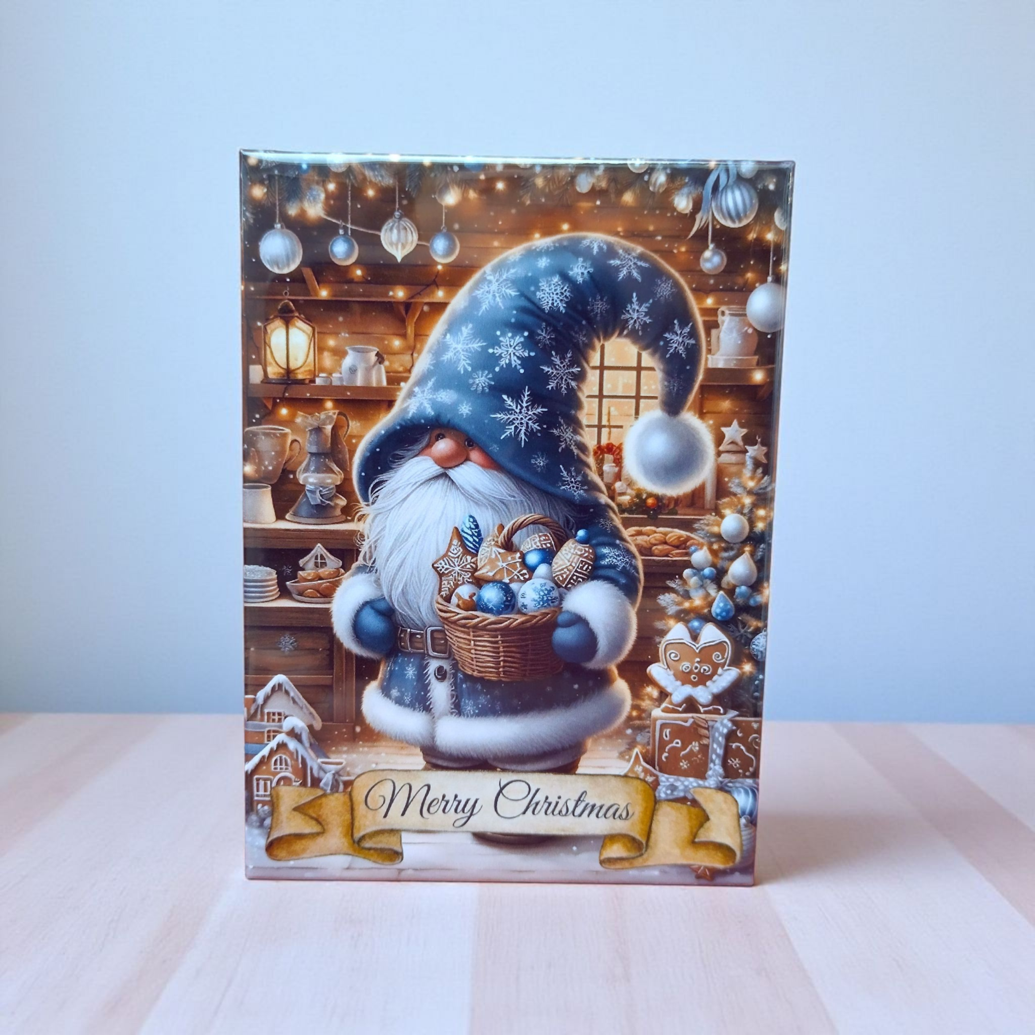 Blue hat Christmas gnome fridge magnet, winter kitchen decor – CraftRay Gifts