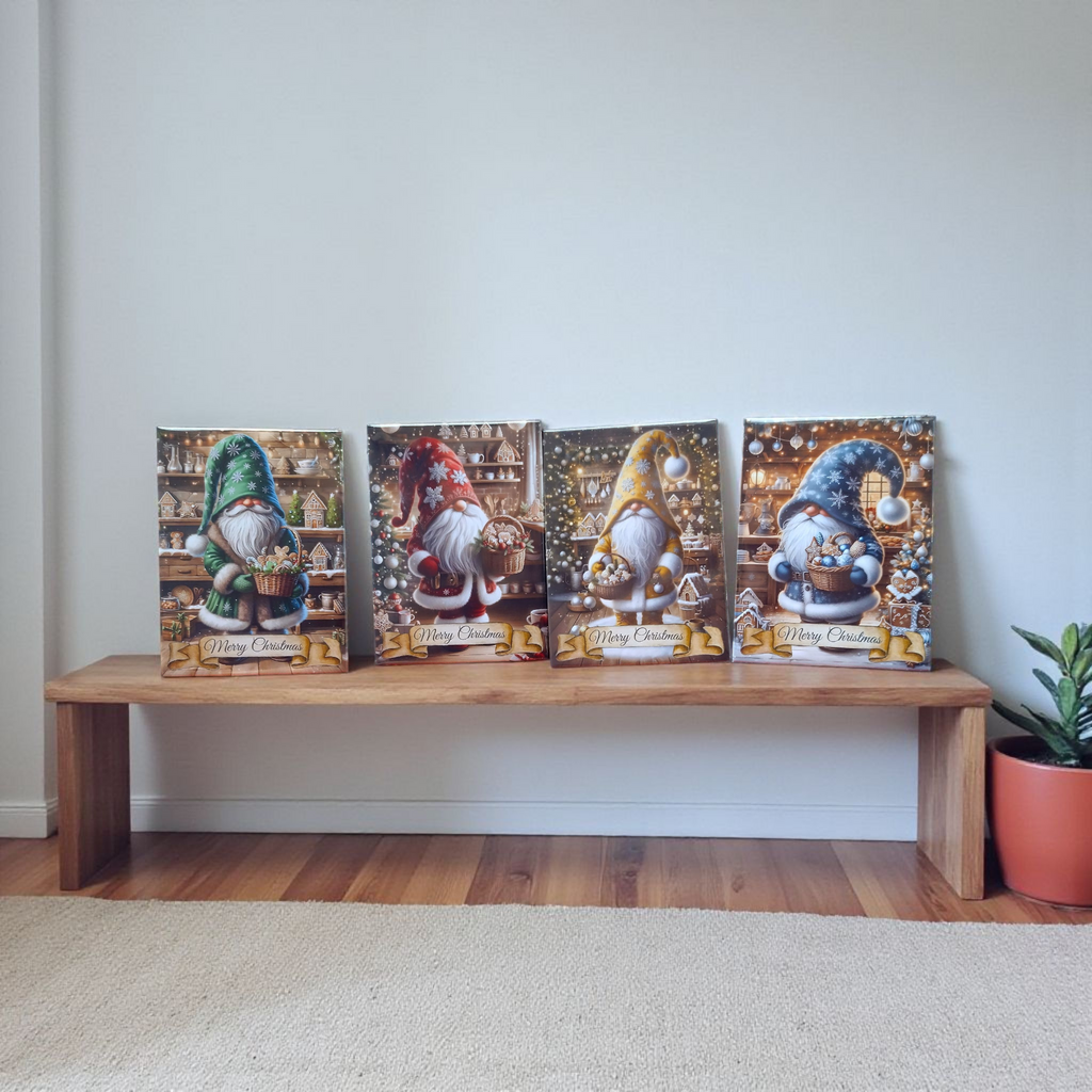 Christmas Gnome Fridge Magnet | Festive Merry Christmas Design | Red, Green, Blue & Yellow Gnomes | Handmade in the UK