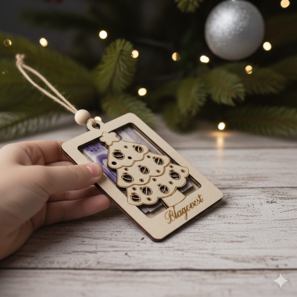 Engraved wooden ornament with name