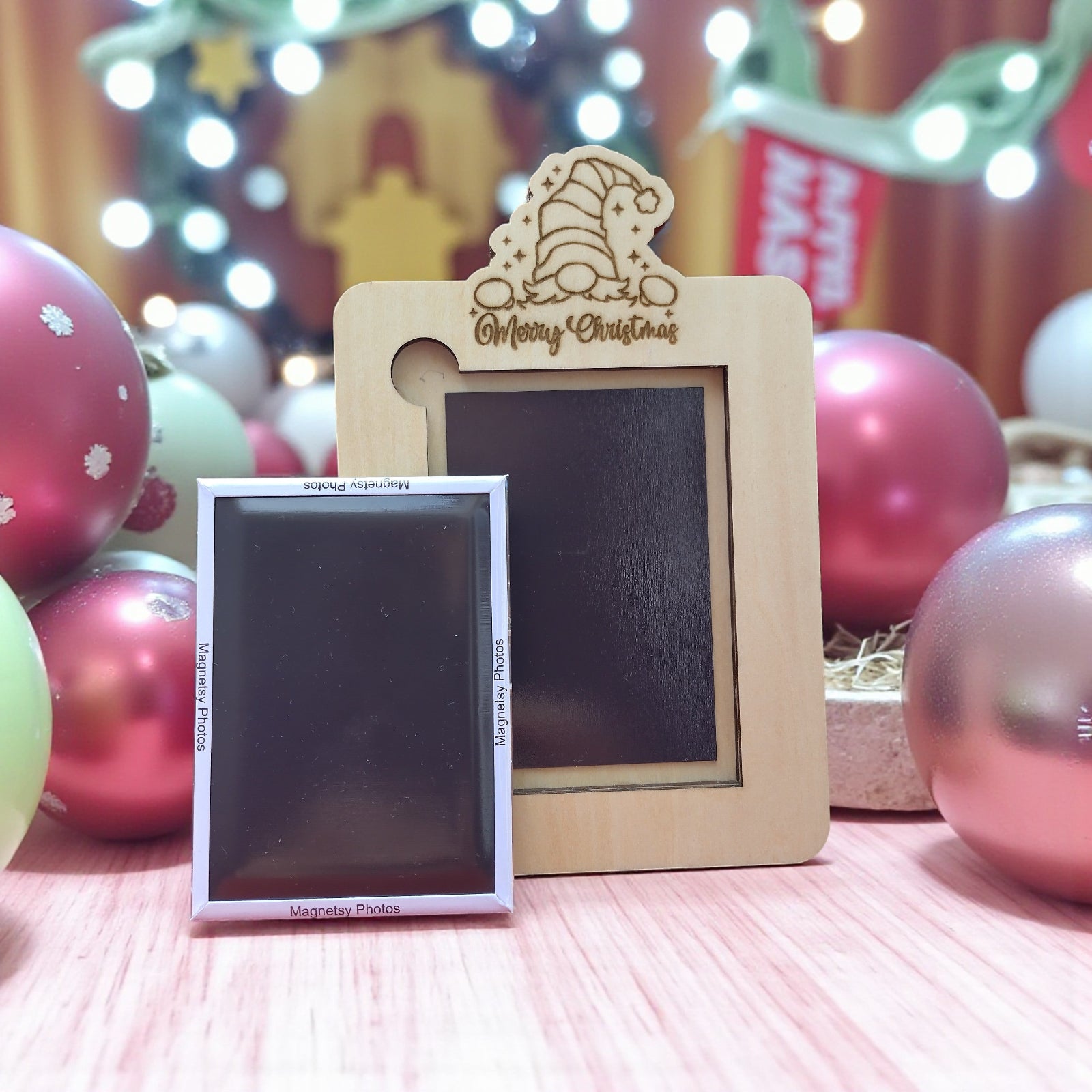 Handmade wooden magnetic photo frame – elegant natural wood design by CraftRay Gifts