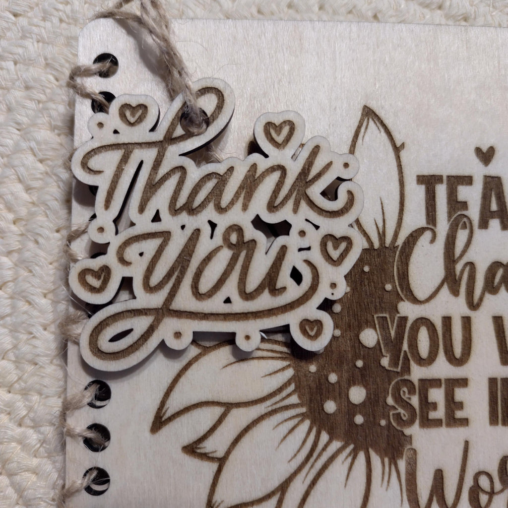 Wooden Teacher Thank You Card | Laser Engraved Teacher Appreciation Gift | Personalised End of Year Keepsake Card for Teacher - product photo 3