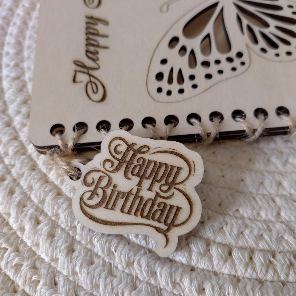 Personalised Wooden Happy Birthday Card | Laser Cut Floral Butterfly Card | Milestone 40th 50th 60th 70th Birthday Keepsake - product photo 9