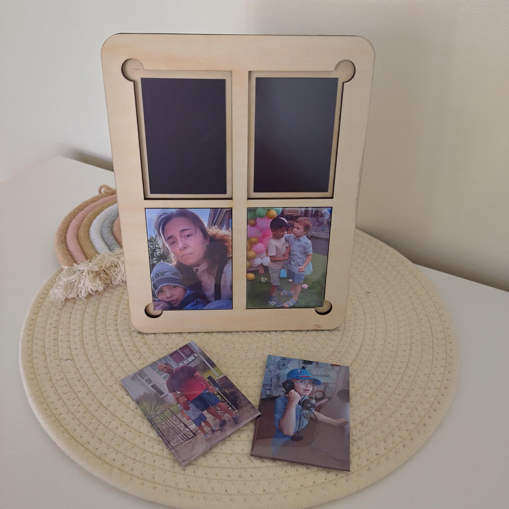Wooden Magnet Photo Frame | Holds 1–8 Magnets 6.5x9cm | Wall or Shelf Display | Custom Laser Cut Gift | Vertical or Horizontal - product photo 3