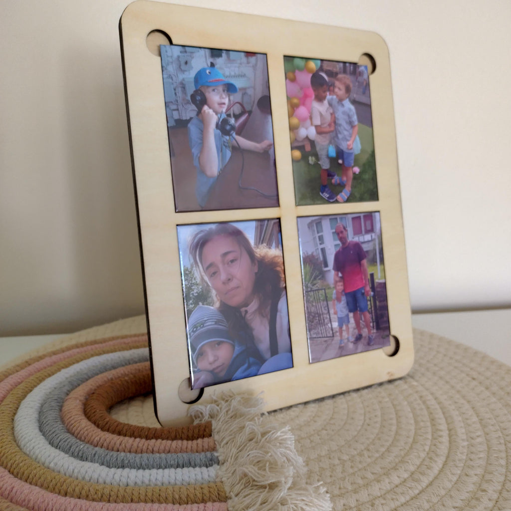 Wooden Magnet Photo Frame | Holds 1–8 Magnets 6.5x9cm | Wall or Shelf Display | Custom Laser Cut Gift | Vertical or Horizontal