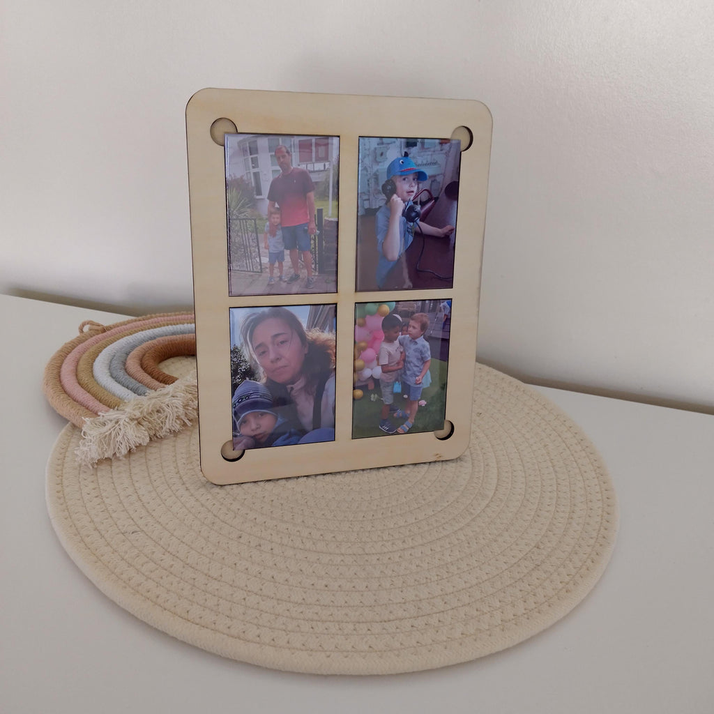Wooden Magnet Photo Frame | Holds 1–8 Magnets 6.5x9cm | Wall or Shelf Display | Custom Laser Cut Gift | Vertical or Horizontal - product photo 6