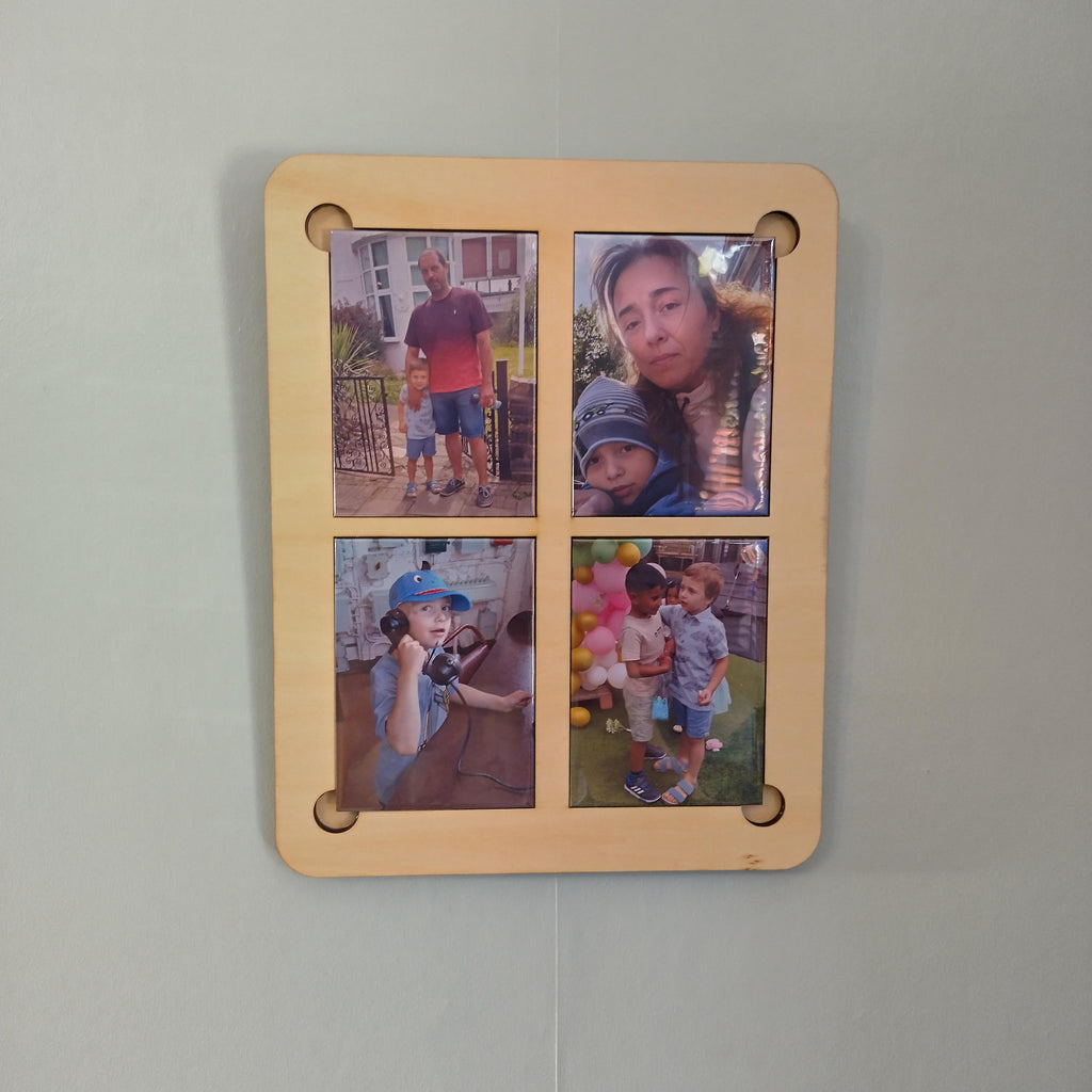 Wooden Magnet Photo Frame | Holds 1–8 Magnets 6.5x9cm | Wall or Shelf Display | Custom Laser Cut Gift | Vertical or Horizontal - product photo 4