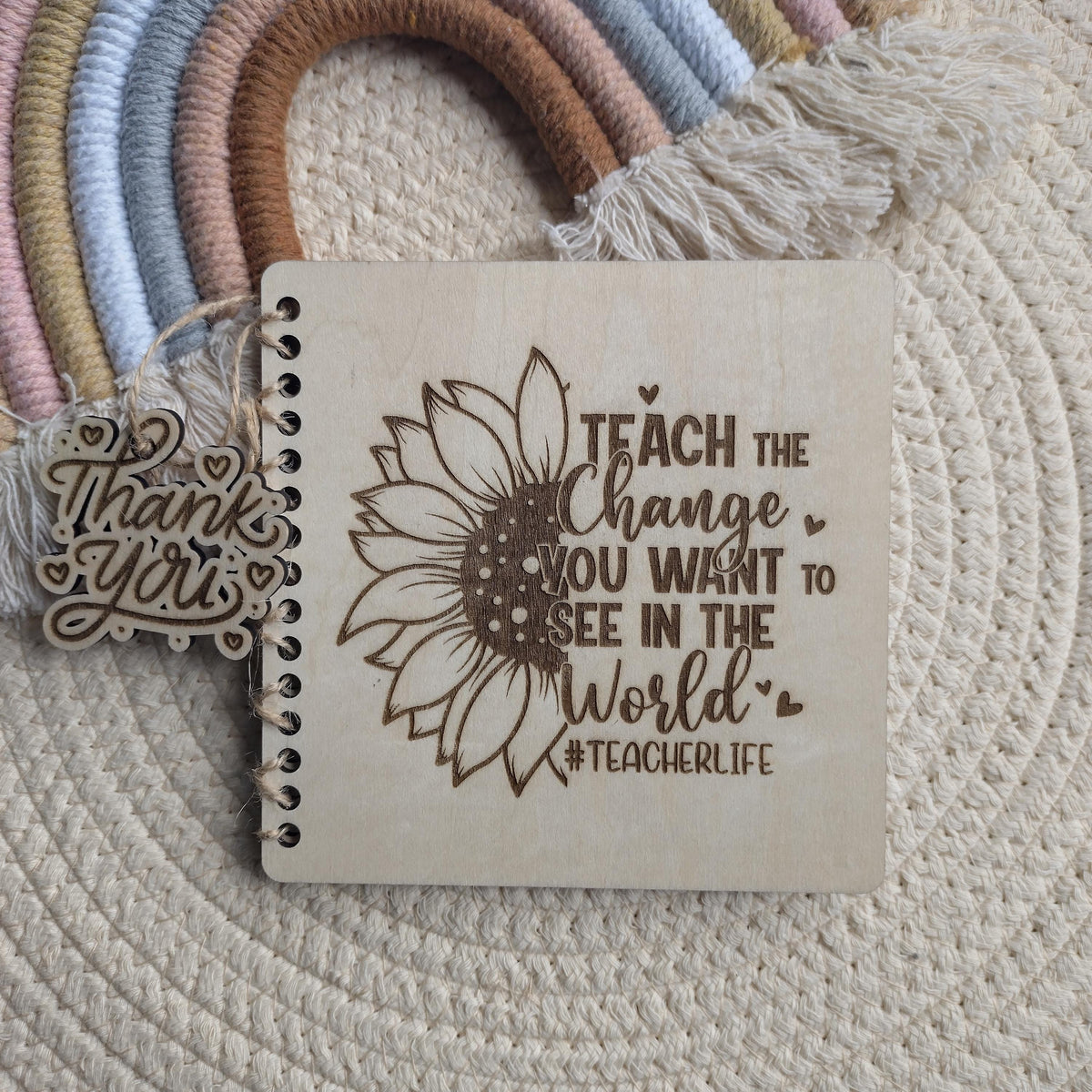Wooden Teacher Thank You Card | Laser Engraved Teacher Appreciation Gift | Personalised End of Year Keepsake Card for Teacher