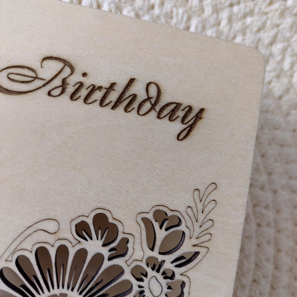 Personalised Wooden Happy Birthday Card | Laser Cut Floral Butterfly Card | Milestone 40th 50th 60th 70th Birthday Keepsake - product photo 8
