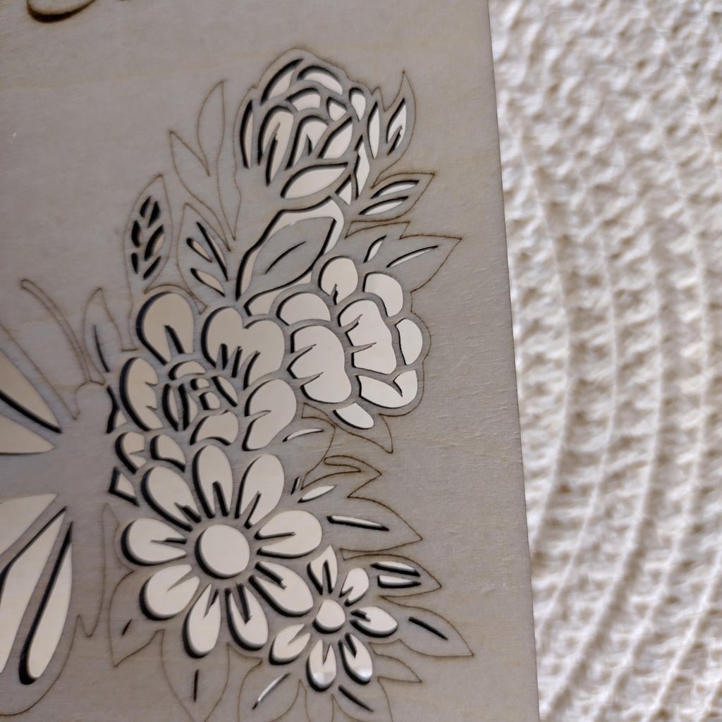 Laser Cut Wooden Happy Birthday Card | Butterfly Floral Birthday Card for Her | Engraved Wooden Keepsake 21st 30th 40th Gift - product photo 8