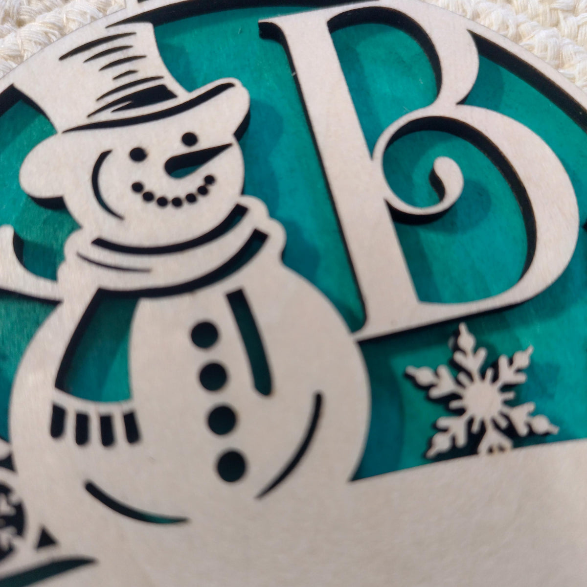 Personalized Snowman Christmas Ornament—Custom Initial Laser Cut Bauble, Wooden Xmas Tree Decoration, Gift Tag Idea - product photo 5